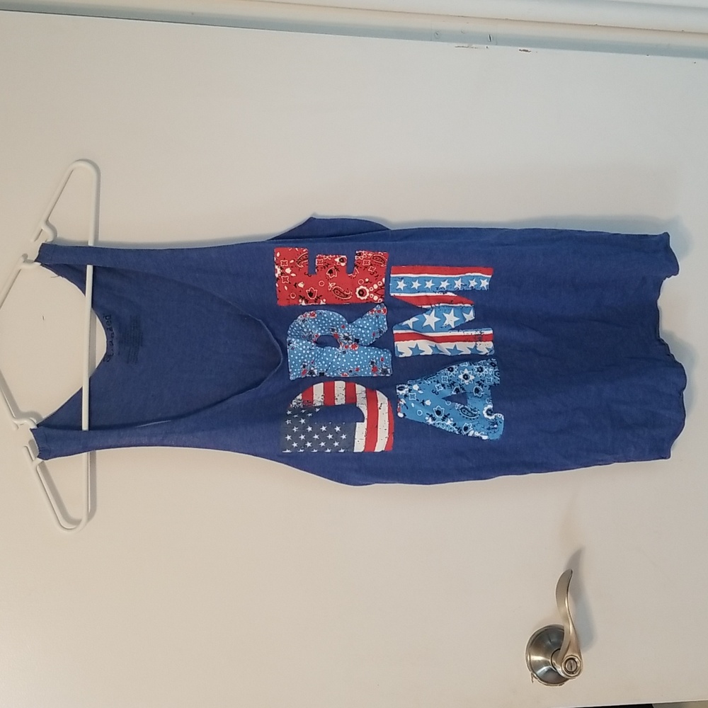 Womens red white and blue dream tank top, XL